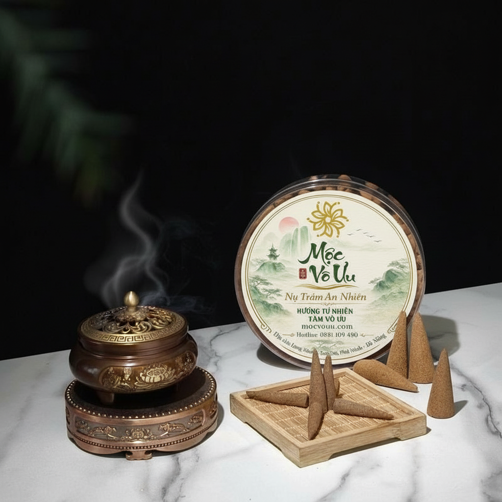 đốt trầm bằng lư có nắp đậy chắn gió giúp trầm cháy lâu hơn