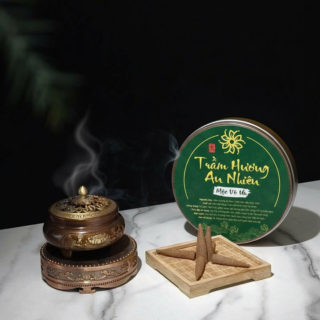 đốt trầm nụ hương trong lư