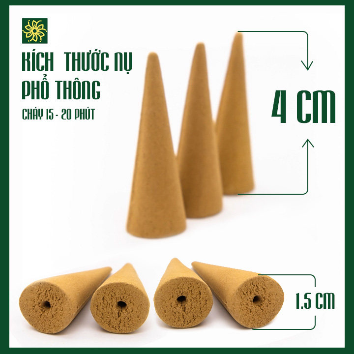 kích thước và thời gian cháy của nụ trầm phổ biến trên thị trường